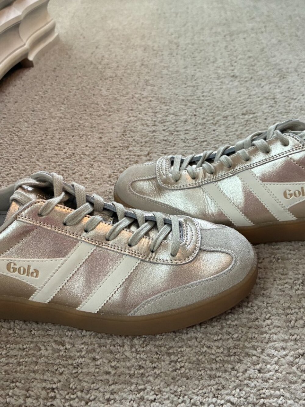 Womens Gold Gola Sneakers - Picture 3 of 5